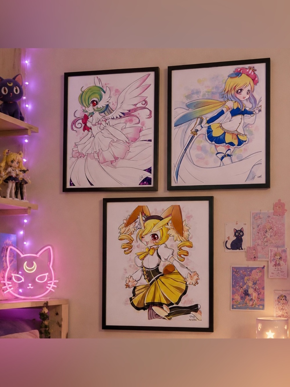 Pokemon Madoka Magica Mashup Original Prints Set 3 Anime 8.5”x11”